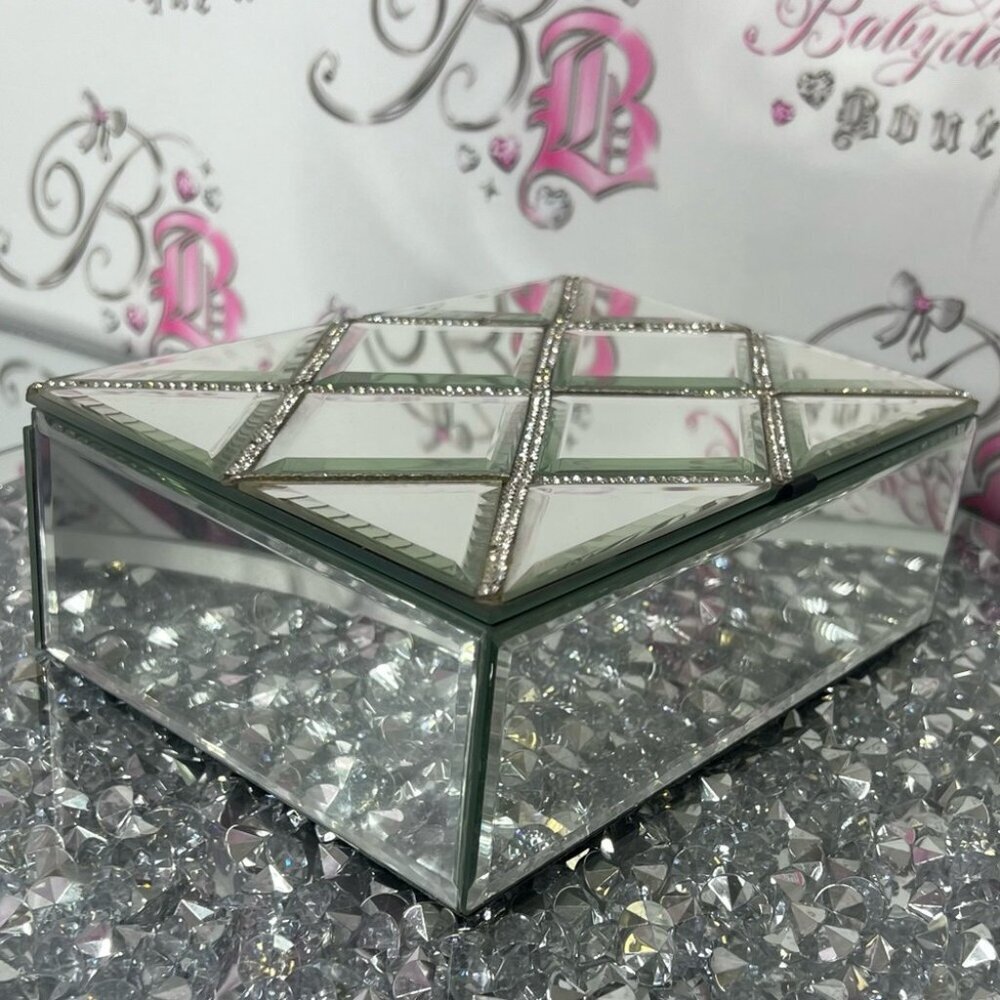 Jewelery box rhinestone bling Elegant Mirrored Jewelry Box with Crystal Accents